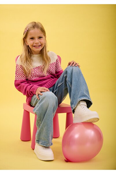 Nisrakids سترة تريكو بأكمام طويلة منقوشة للفتيات