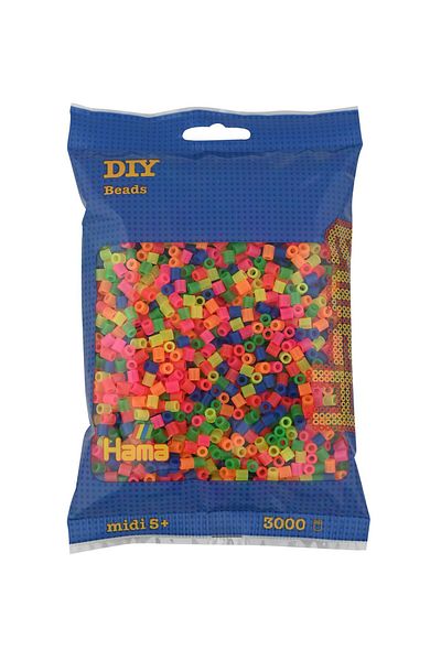 Hama 3,000 Midi Beads - Neon Colors