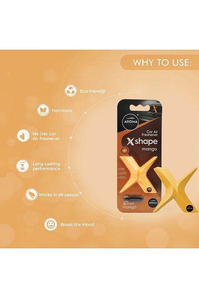 Generic Aroma Car X Shape Mango Air Freshener - Long Lasting, Natural Scent For Car And Home