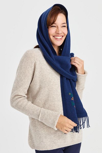 Desen Triko Tricotaj de damă Selvage Floral Lână Camisole Indigo