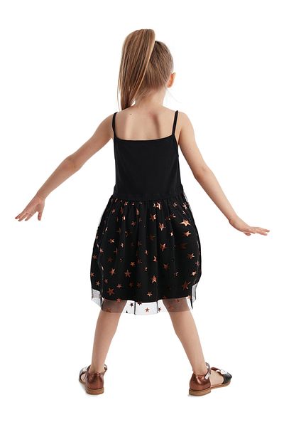 Denokids Βραδινό φόρεμα για κορίτσι με μαύρο τούλι Starry Tutu Fluffy Strap