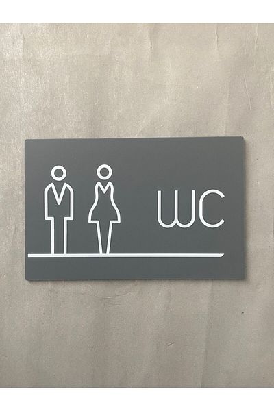 Yönline Wc Door Sign 20X13 cm Plexiglass Double Sided Tape Toilet Direction Sign Matte Anthracite Lux