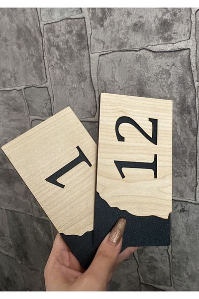 Yönline 12 قطعة من أرقام أبواب MDF ذاتية اللصق من سلسلة Oak Series بين 1-12
