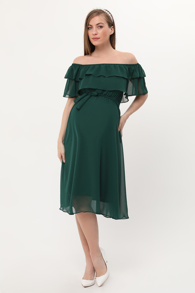MACFLY Ruffle Collar Chiffon Dress