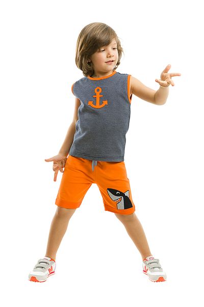 Denokids Set pantaloni scurți tricou Capa pentru băiat portocaliu