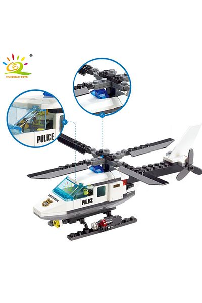 Choice No Box Huiqibao 102pcs City Police Helicopter Model Building Blocks Set With 1 Figure Bricks Educati