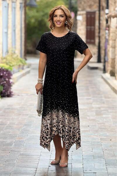 Nevin Kaya Moda Rochie cu tivul negru cu model leopard