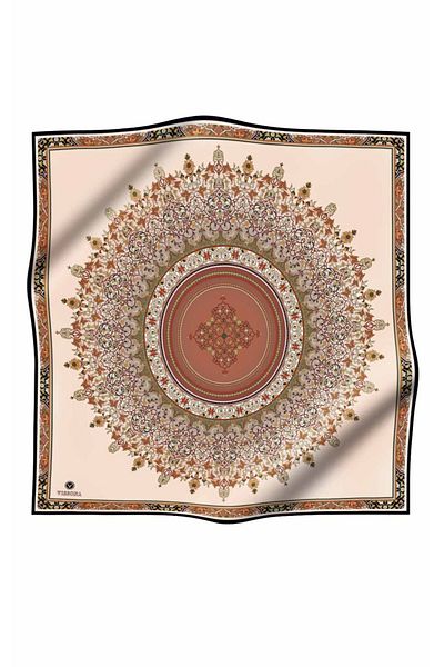 Vissona 100% Twill Silk Shawl με σχέδιο Χάλκινο Χρώμα 90x90 Φουλάρι Σχήμα Ραπτικής: Ράψιμο στο χέρι