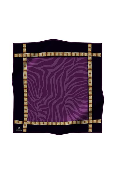 Vissona 100% Twill Silk Zebra Pattern Μαύρο - Βαθύ χρώμα 90x90 Σχήμα ραψίματος κασκόλ: Ράψιμο στο χέρι