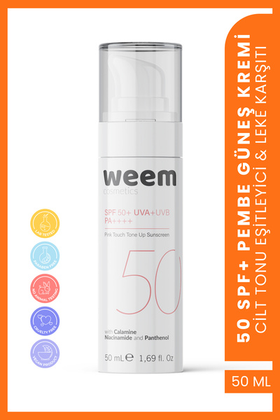 weem كريم الشمس SPF 50 Pink Calamine لموازنة اللون ومضاد للعيوب خالي من الزيو...