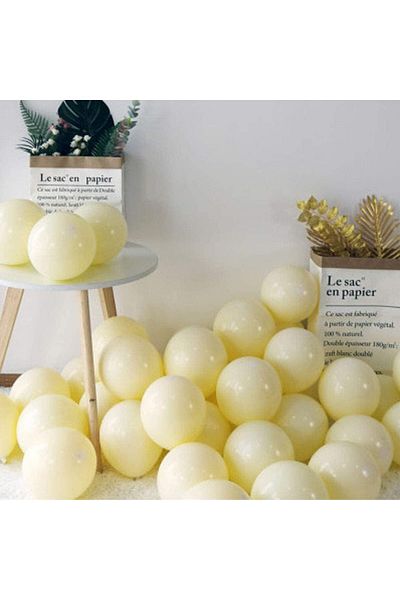 Deniz Party Store Macaron Balloon 12" Inch 25 Pieces Yellow Color