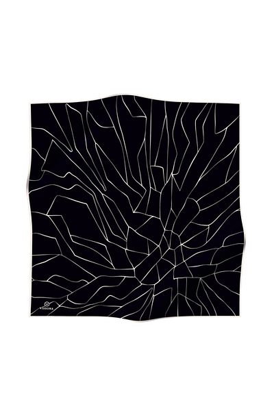 Vissona 100% Twill Silk Line Pattern Μαύρο Κρεμ Χρώμα 90x90 Φουλάρι Σχήμα Φύτευσης: Ράψιμο στο χέρι
