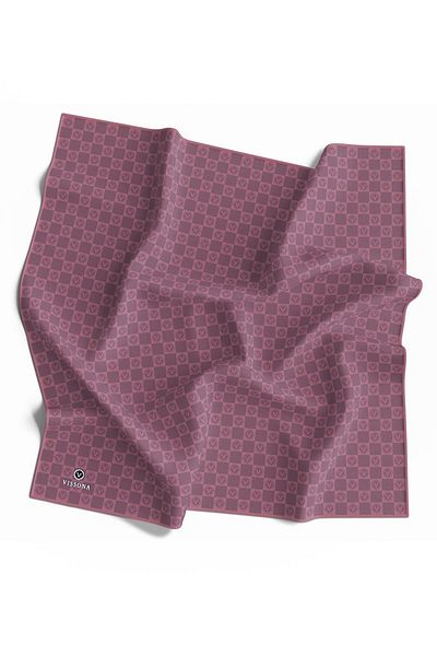 Vissona 100% Twill Silk Monogram Pattern 90x90 Φουλάρι Ράψιμο Ράψιμο στο χέρι