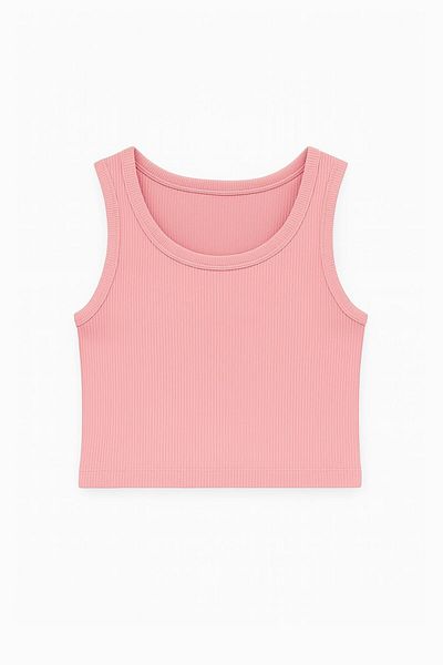 ablukaonline Women's Basic Rib Fabric Crop Tank Top Pink