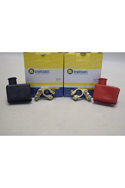 METSAN Akü Kutup Başı Takım Koruma Lastikli Kırmızı Siyah Artı Eksi Kutup