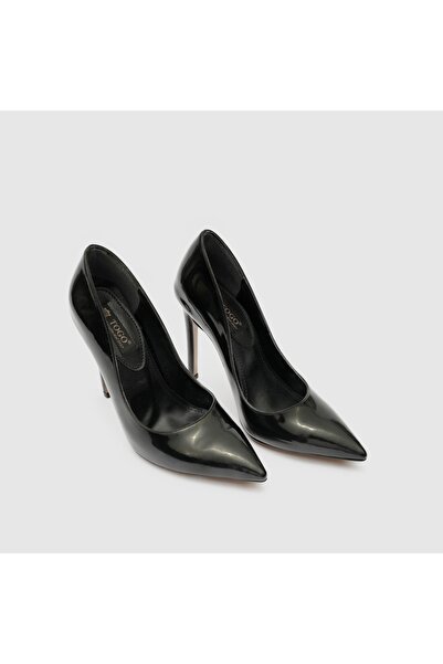 TOGO Siyah Rugan Hakiki Deri Kadın Stiletto Ayakkabı [051800]