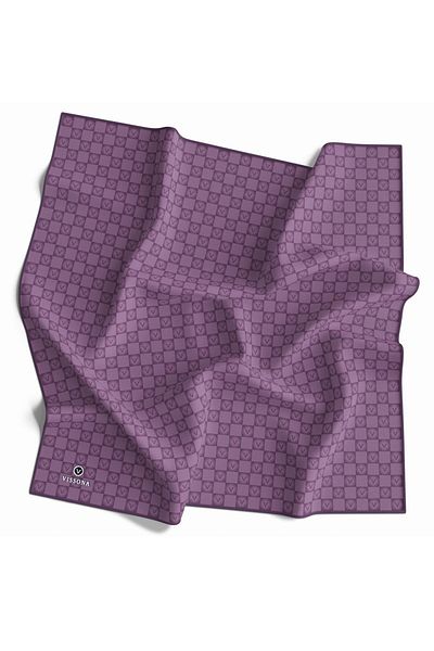 Vissona 100% Twill Silk Monogram με μοτίβο ξύδι 90x90 Σχήμα ραπτικής κασκόλ: Ράψιμο στο χέρι