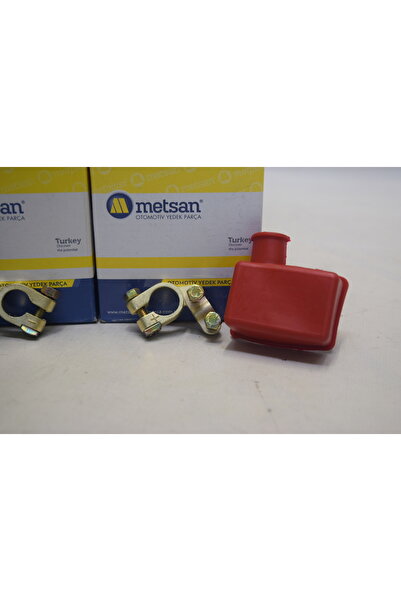 METSAN Akü Kutup Başı Takım Koruma Lastikli Kırmızı Siyah Artı Eksi Kutup