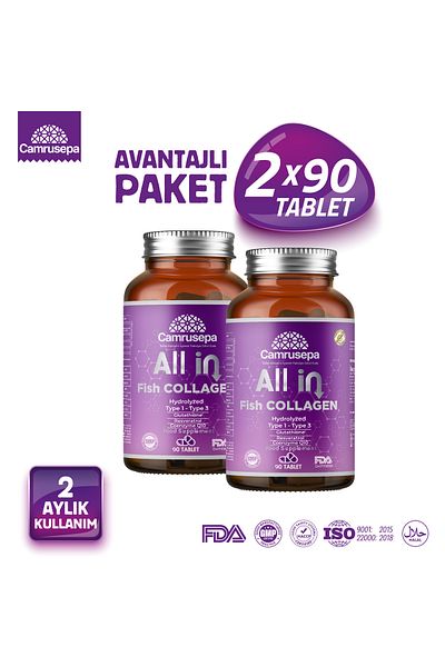 Camrusepa All in Tip 1-3 Fish Collagen 90 Tablets |   Advantageous Pack of 2