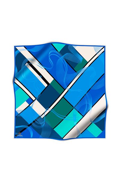 Vissona Silk Twill Geometric Pattern - Mint Green 90x90 Σχήμα ραπτικής κασκόλ: Ράψιμο στο χέρι