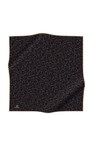 Vissona Twill İpke Motif με μοτίβο 90x90 Σχήμα φύτευσης κασκόλ - Μαύρο / Μπεζ χρώμα