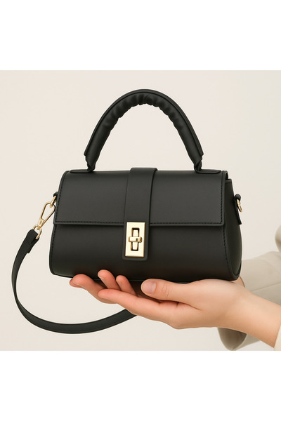 KADIN SİYAH OMUZ ÇANTASI EL ÇANTASI YAVRULU ÇANTA