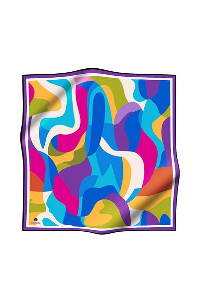 Vissona 100% Twill Silk Geometric Pattern Purple - Saks Colored 90x90 Σχήμα Ραπτικής Κασκόλ: Ράψιμο στο χέρι