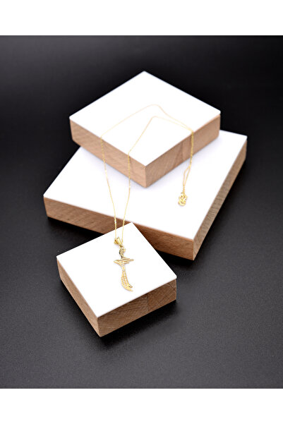 Amoure Gold 14 Ayar Altın Ali Yazılı Zülfikar Kılıç Kolye