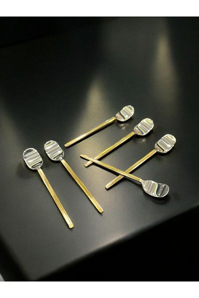 Tiamo Amor 6-Piece Stainless Steel and Gold Plated - Tea Spoon Handle Gold