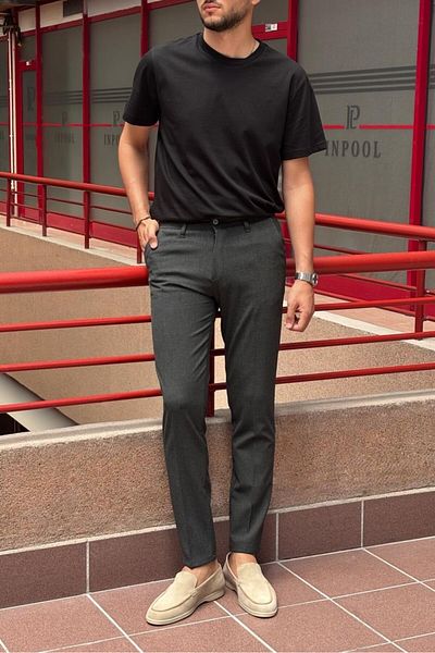 inpool Men's, Italian Cut, High-quality, Flexible Fabric Trousers