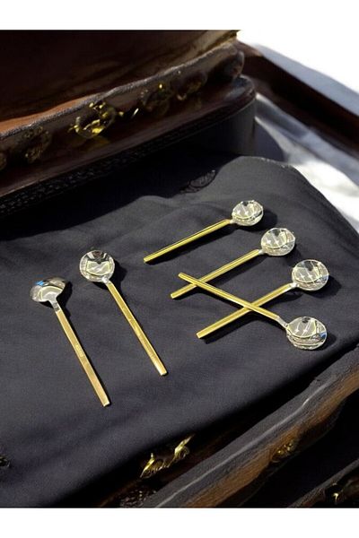 Tiamo Rio 12-Piece Handle Gold Teaspoon Set