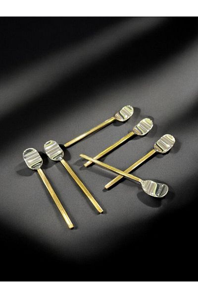 Tiamo Amor 6-Piece Stainless Steel and Gold Plated - Tea Spoon Handle Gold