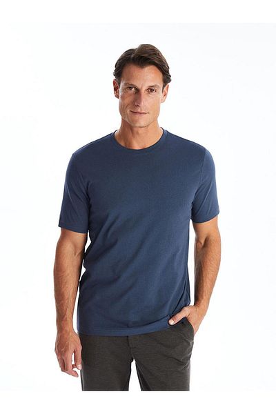 LC Waikiki LCWAIKIKI Classic - Νέο μαύρο ανδρικό χτενισμένο βαμβακερό μπλουζάκι με λαιμόκοψη, κοντό μανίκι