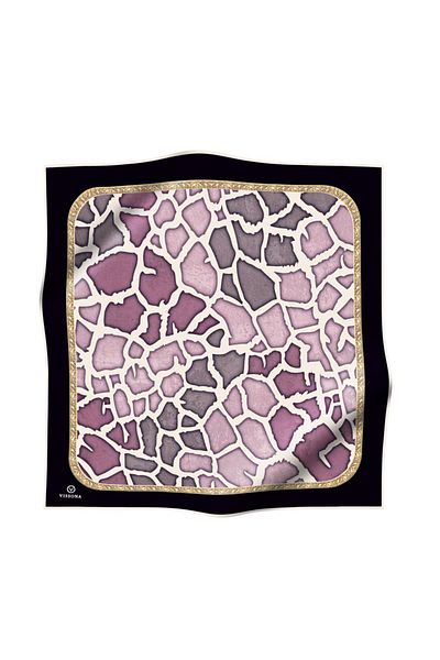 Vissona 100% Twill Silk Giraffe Patterned Dusty Rose - Powder Colored 90x90 Σχήμα ραπτικής κασκόλ: Ράψιμο στο χέρι
