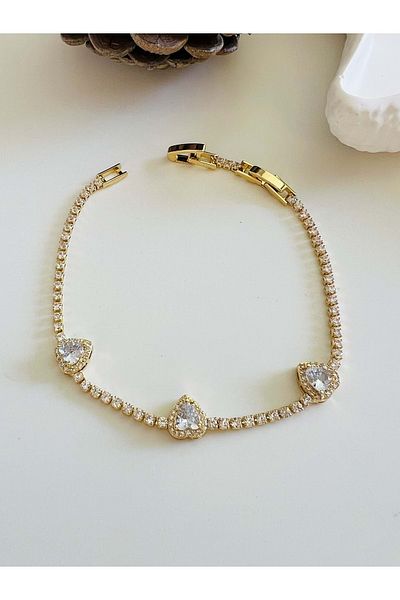ACAR TAKI Heart Steel Water Bracelet 18+2 Cm-Gold Acr5081