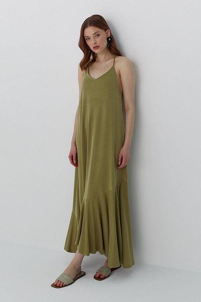 MARKALİSTE Φόρεμα με λαιμόκοψη V με λουράκι Fat Green