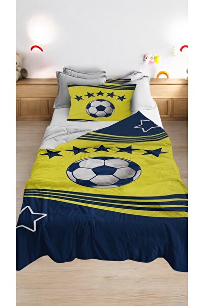 Bebişim Halı Fan Yellow Navy Blue Single Child Pique Pillow Case