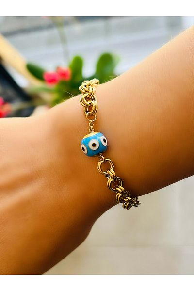 ACAR TAKI Blue Minelli Steel Chain ​​Bracelet 17+5 Cm-Gold Acr5449