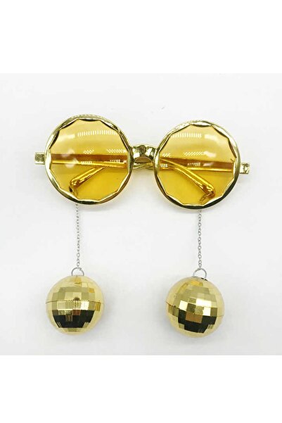 Patladı Gitti Gold Renkli Disko Toplu Küpeli Parti Gözlüğü