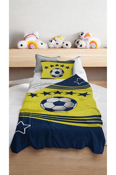 Bebişim Halı Fan Yellow Navy Blue Single Child Pique Pillow Case