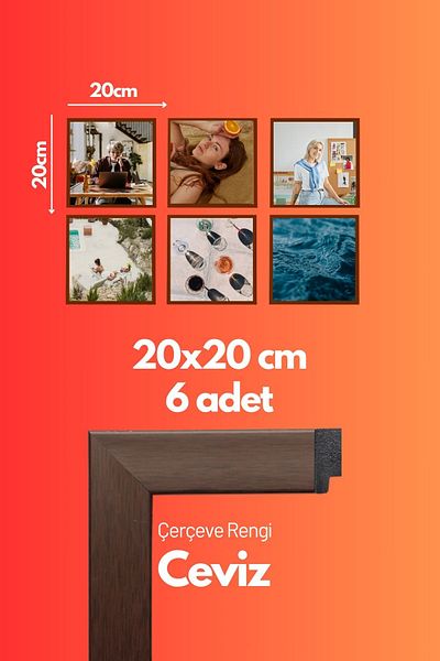 AtlasSG 21mm 6-Piece Frame Set 20X20 cm 6 Pieces Photo Picture Frame Wall Hanging Shatterproof Pvc