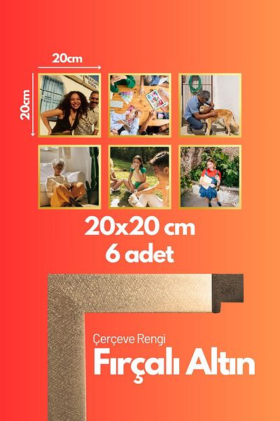 AtlasSG 21mm 6-Piece Frame Set 20X20 cm 6 Pieces Photo Picture Frame Wall Hanging Shatterproof Pvc