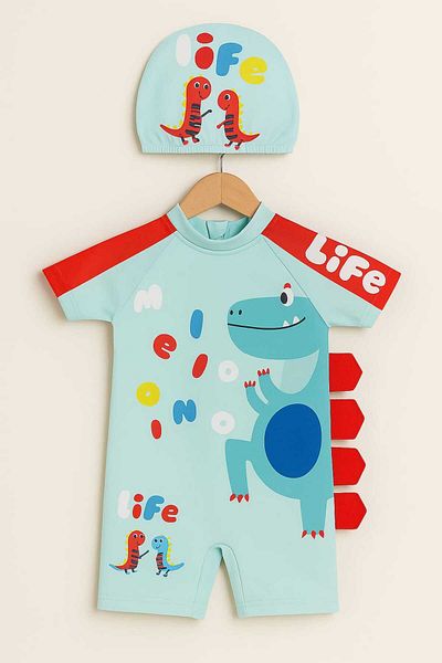 My Kids Wear Set de costume de baie pentru băieți cu tematică dulce Dino