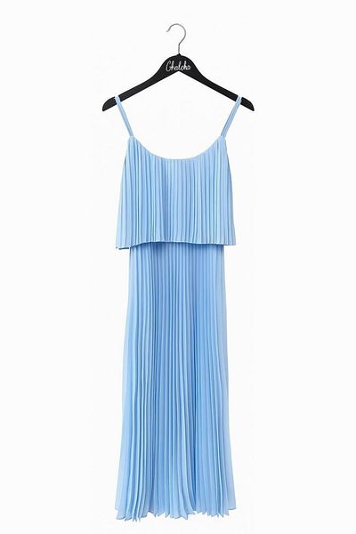 Maldia Shop Women's Pleated Chiffon Baby Blue Dress