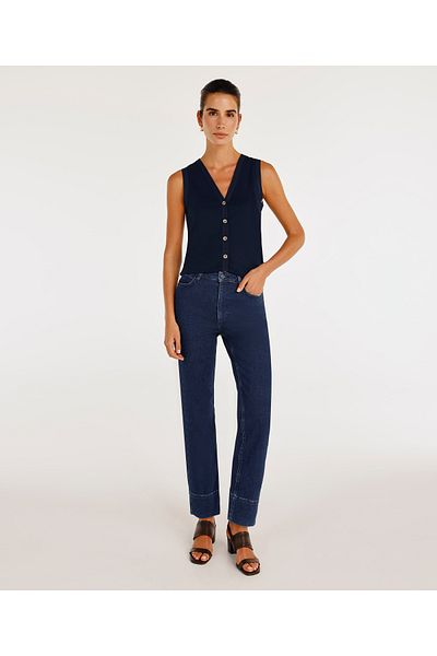 Yargıcı Straight Cut Trousers with Stitching Detail
