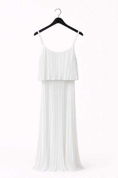 Maldia Shop Women's Pleated Chiffon White Dress