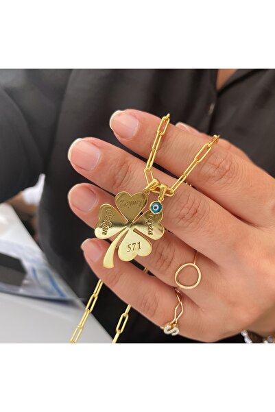 simurg jewellery Gümüş İsimli Yonca Kolye