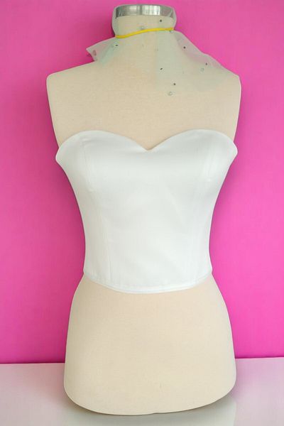 FİYPER White Satin Corset Bustier Ready Size Laced