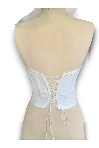 FİYPER Білий атласний корсет-бюстьє Готовий розмір