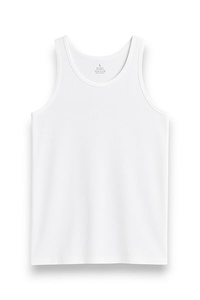 LAUMA Men's White Ribbed Undershirt 6 Pack |   100% Cotton |   Breathable Fabric |   Daily Underwear